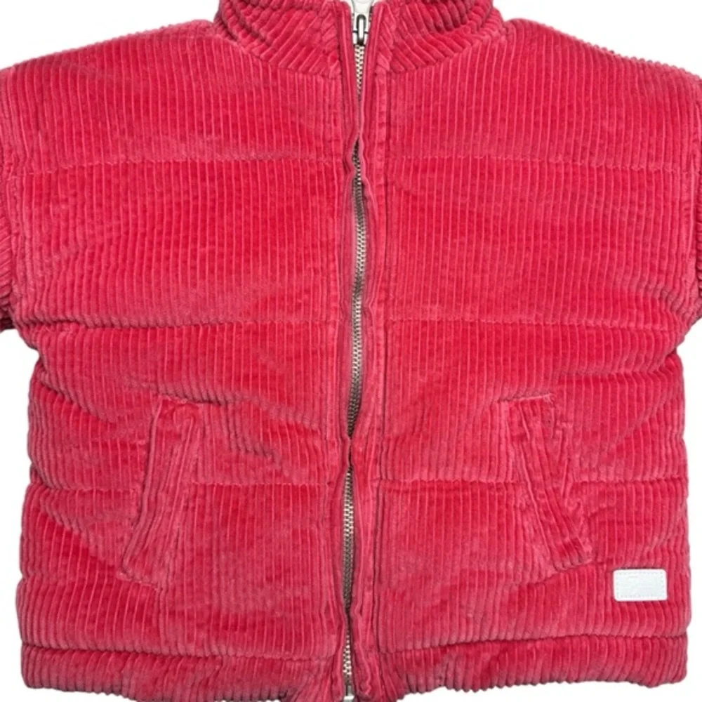 7 for all Mankind Pink Ribbed Puffer‎ Coat Sherpa Lined Jacket Girls 24M